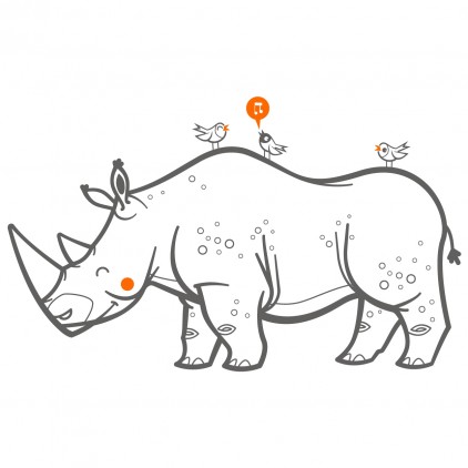 sticker enfant savane rhinoceros