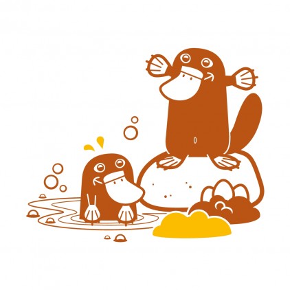 vinilo infantil bebé ornitorrincos tema Australia