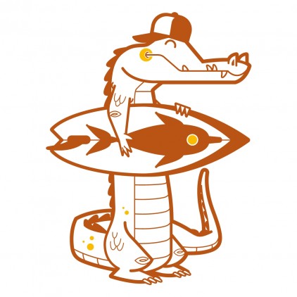 vinilo infantil bebé cocodrilo surfista tema Australia