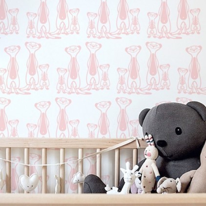 children room wallpaper meerkats, baby nursery wall mural, theme safari, savannah, jungle