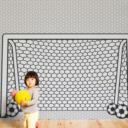 kids wallpaper mural football soccer goal post net