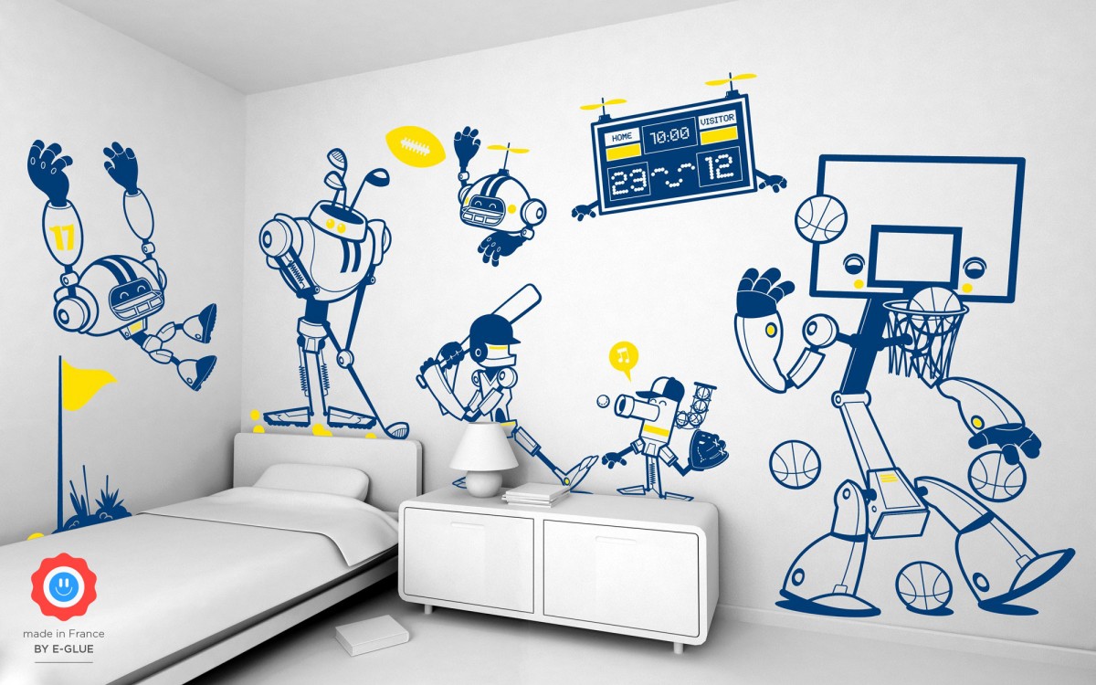 pitching robot kids wall decals