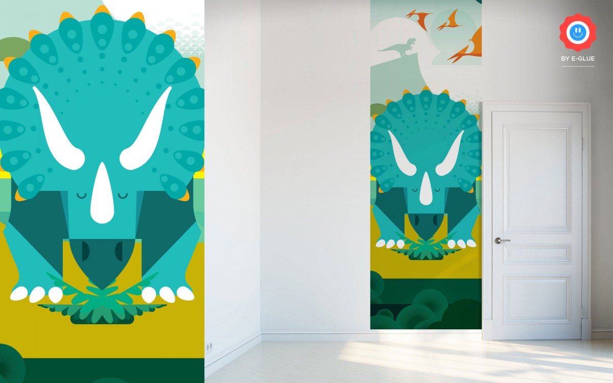 papier peint enfant dinosaure - tricératops