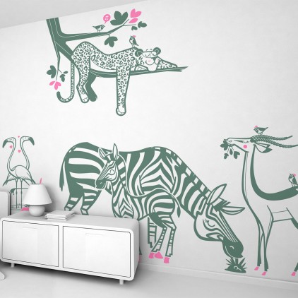 kids wall decals savannah animals, safari, jungle