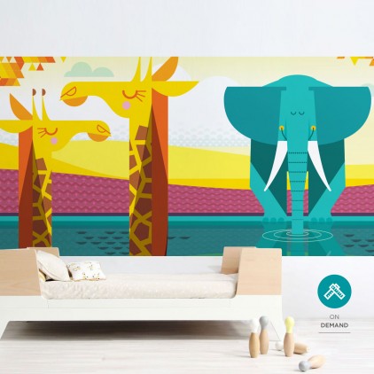 panoramic African plain Custom Kids Wall Murals Wallpaper