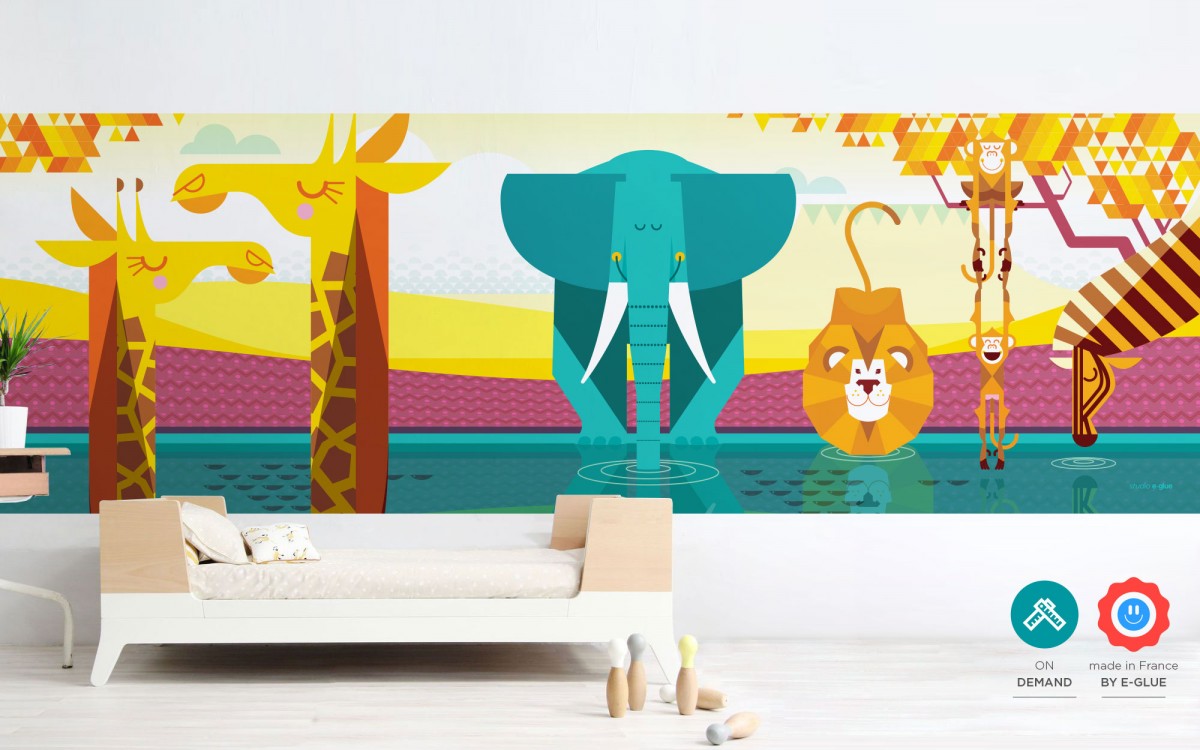 mural panorámico infantil selva