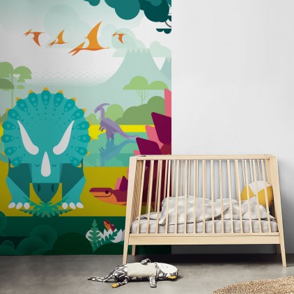 mural infantil dinosaurios para habitaciones infantiles niños, papel pintado mundo jurásico
