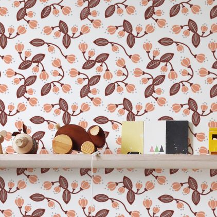 papel pintado infantil de flores rosa para habitación bebé o niña