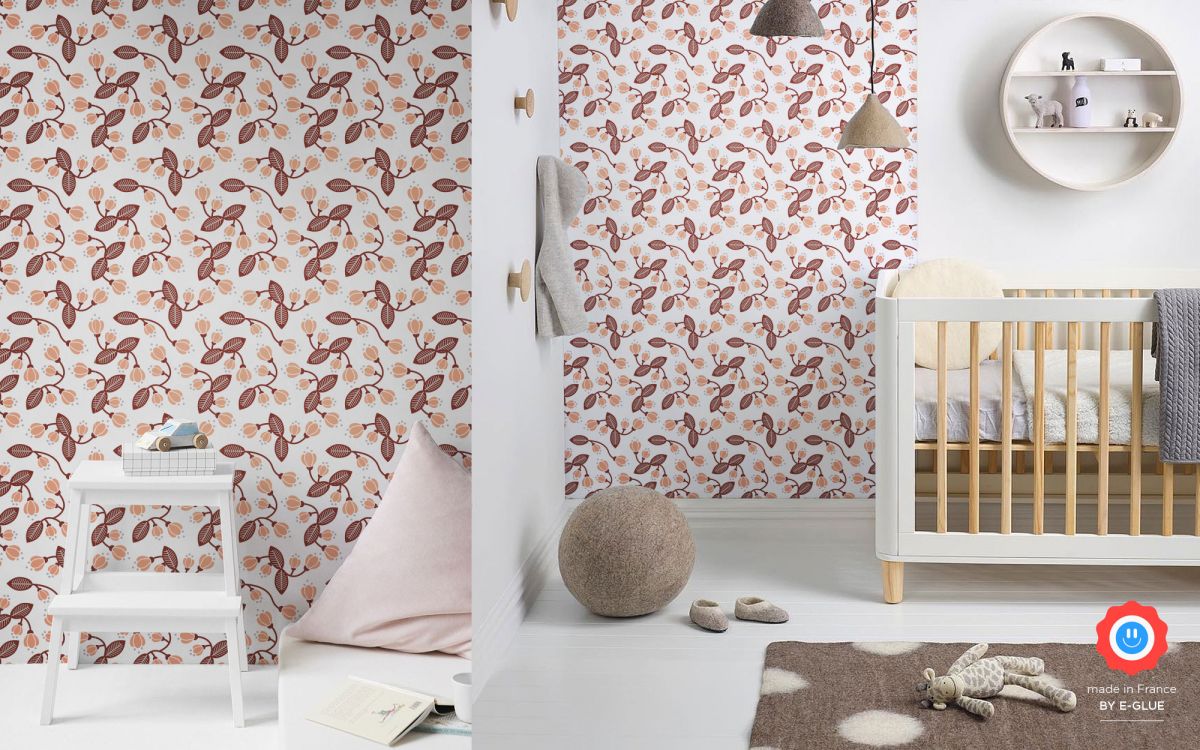 papel pintado infantil flores niñas o bebés - rosa