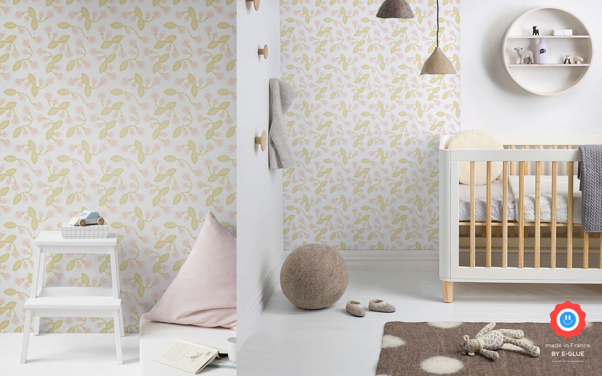 floral wallpaper for nursery or girls room - pastel