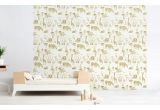 cute safari animals wallpaper mustard and yellow for children's room or baby nursery