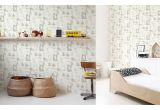 cute forest animals wallpaper grey and yellow for children's room or baby nursery