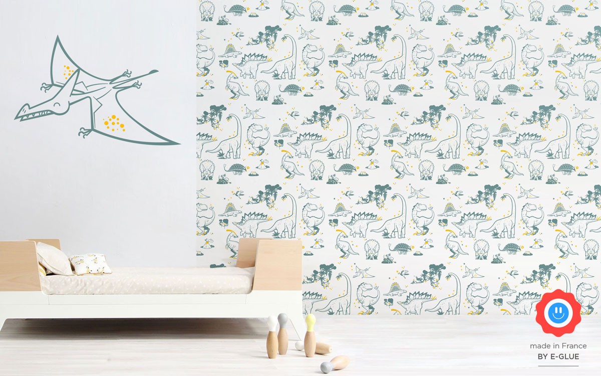 papier peint dinosaure et sticker mural dino pterodactyl