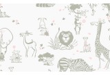 cute jungle animals wallpaper taupe and pink for trendy girls room