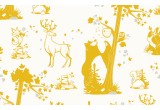 joli papier peint enfant animaux de la foret moutarde et gris pour chambre enfant et bébé