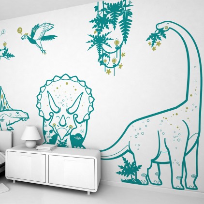 vinilos infantiles dinosaurios para decorar habitación niño