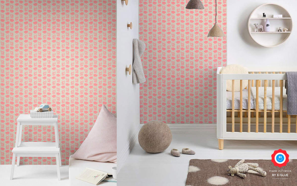 papier peint bébé singe rose