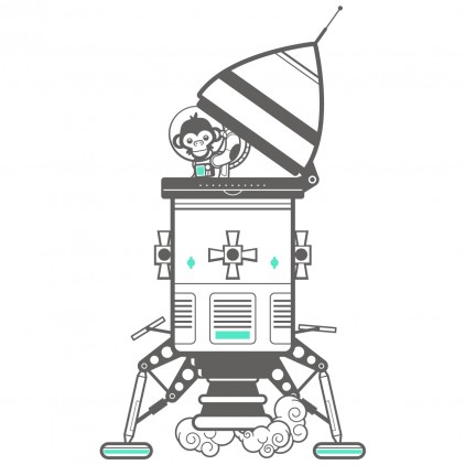 lander modul monkey outer space kids wall decals