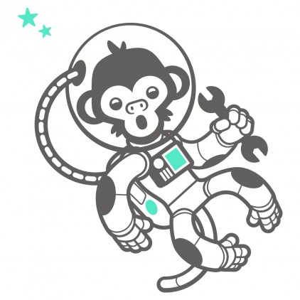 astronaut monkey outer space kids wall decals