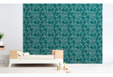 papel pintado infantil pájaros flores turquesa para habitación infantil, cuarto bebé