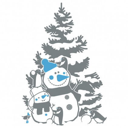 stickers pingouins et sapin, Décoration Murale Animaux Banquise