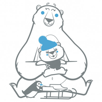 Bear Cub and Polar Bear Wall Stickers, Kids Room Arctic Wall Decor