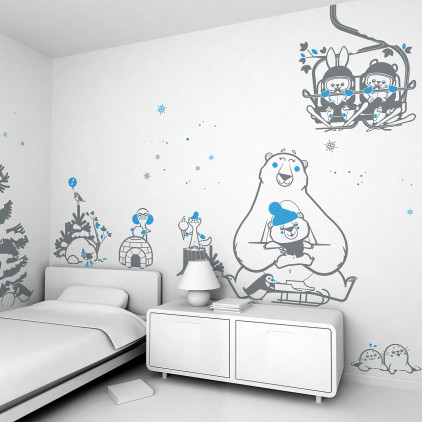 Arctic Animal Wall Stickers, Snow Wall Decor for Kids Room or Nursery