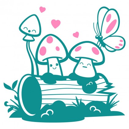 mushrooms fairy world kids wall decals