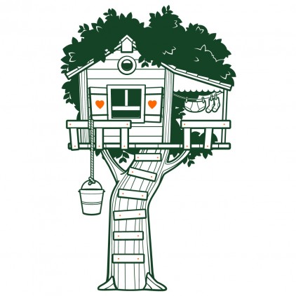 stickers enfant nature animaux campagne arbre cabane