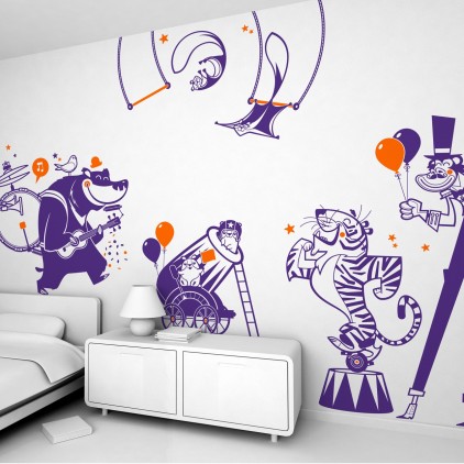 circus animals theme kids wall decals pack
