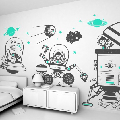 kit stickers enfant singes espace univers