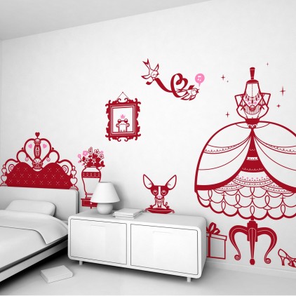 princess theme kids wall decals pack for girl room