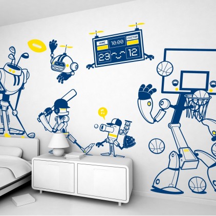 kit stickers enfant garçon robots sports